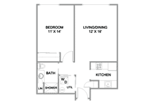 One Bedroom Apartment Example for Independent Living at Daystar Seattle Retirement in West Seattle