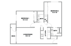 Two Bedroom Apartment Example for Independent Living at Daystar Retirement Living in West Seattle